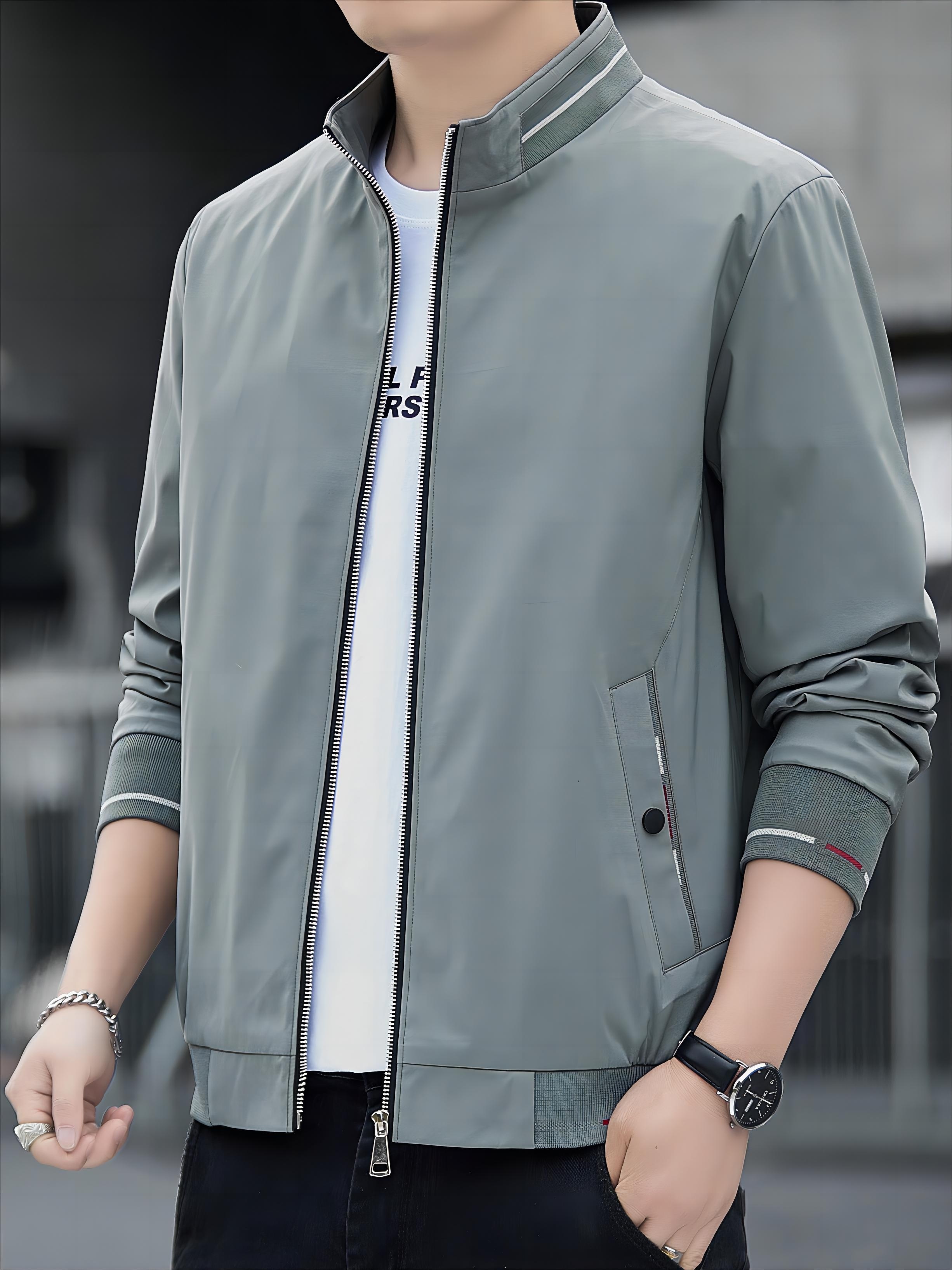 Men's Casual Zip Windbreaker Jacket Semi formal Stand Collar - Temu