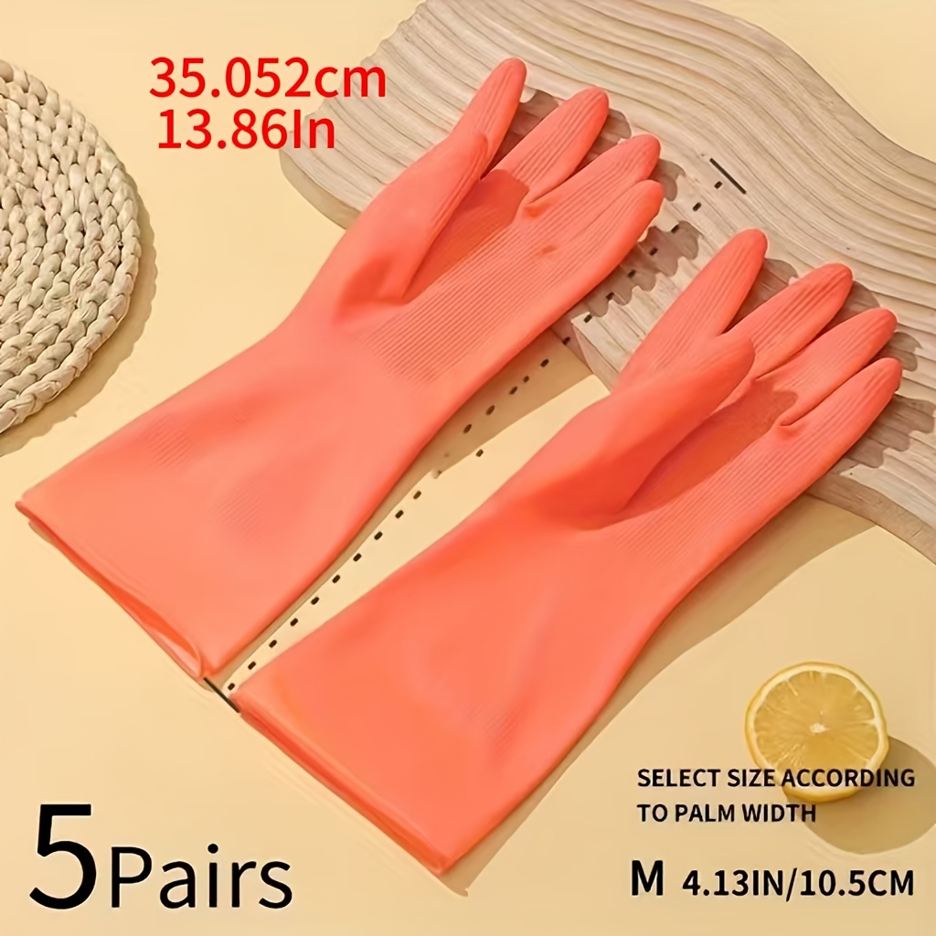 TEMU 5 Pairs, Premium Cleaning Gloves, Slip-resistant, High-strength, Suitable For Kitchen, Dishwashing, Laundry - Durable, Quick-drying, Multi-functional - Essential Cleaning Tool