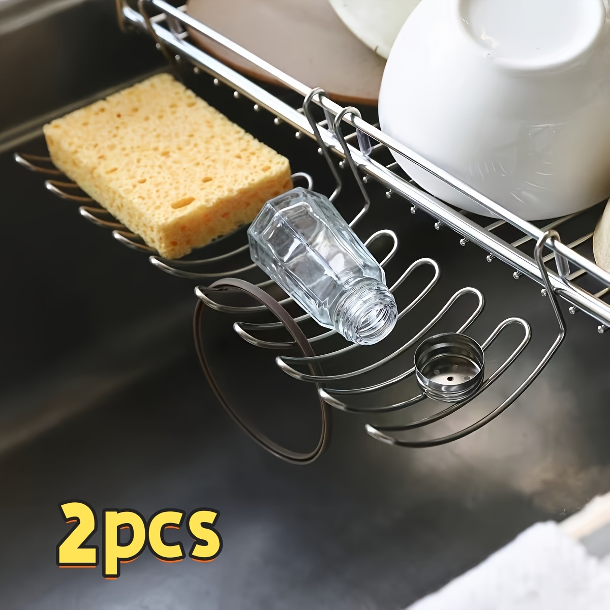 TEMU 2pcs Stainless Steel Draining Mesh Basket | Storage Rack Expansion Small Hanging Rack Storage Rack Storage Basket | Soap Dish | Chopstick