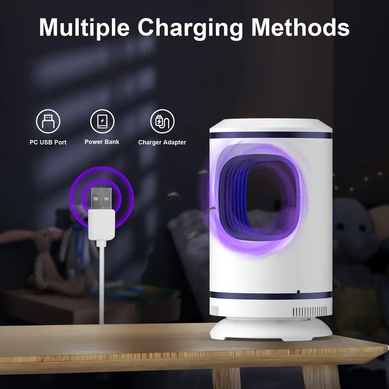 1pc electric mosquito light usb rechargeable insect killer 2 in 1 bedroom portable mosquito killer insect trap lamp outdoor for moths fruit flies home restaurant garden backyard details 2