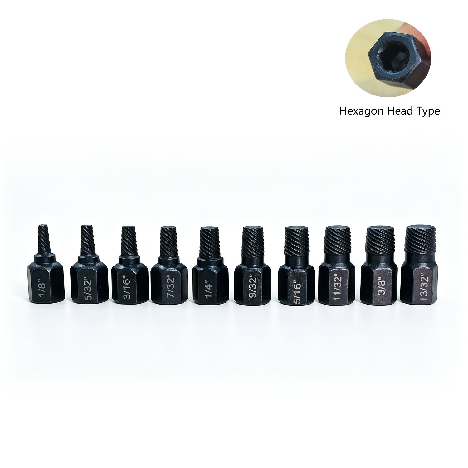 TEMU Heavy Duty Hexagon Head Extractor Set, 10pcs Easy Out Screw Extractor Kit, Quick Broken Stud And Damaged Screw Remover Tool, Versatile Hardware