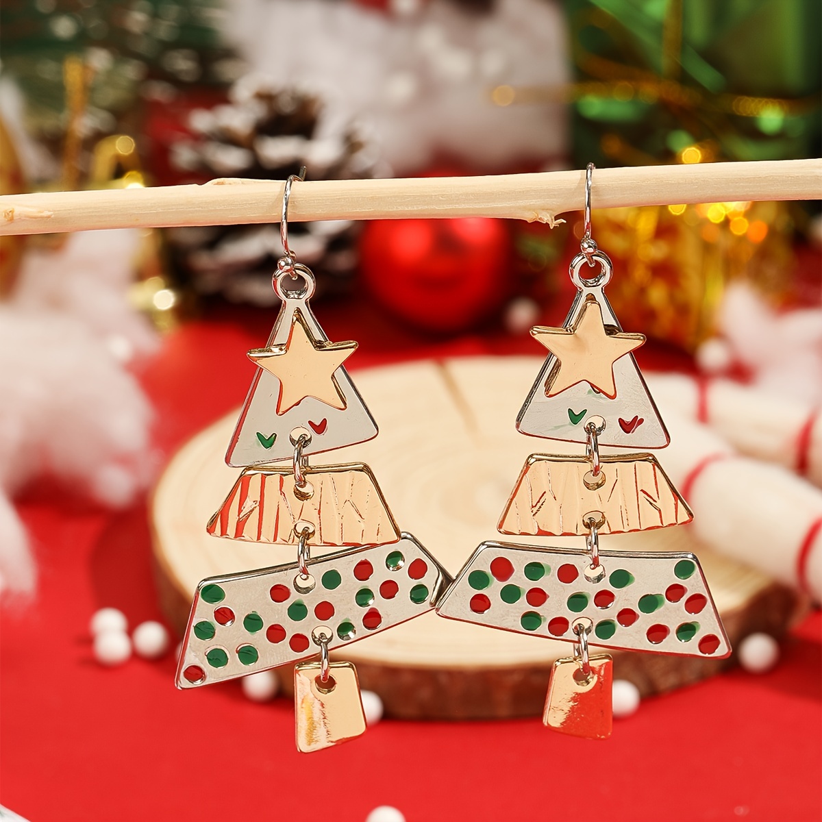 Women's Christmas Tree Dangle Earrings Winter Holiday Jewelry