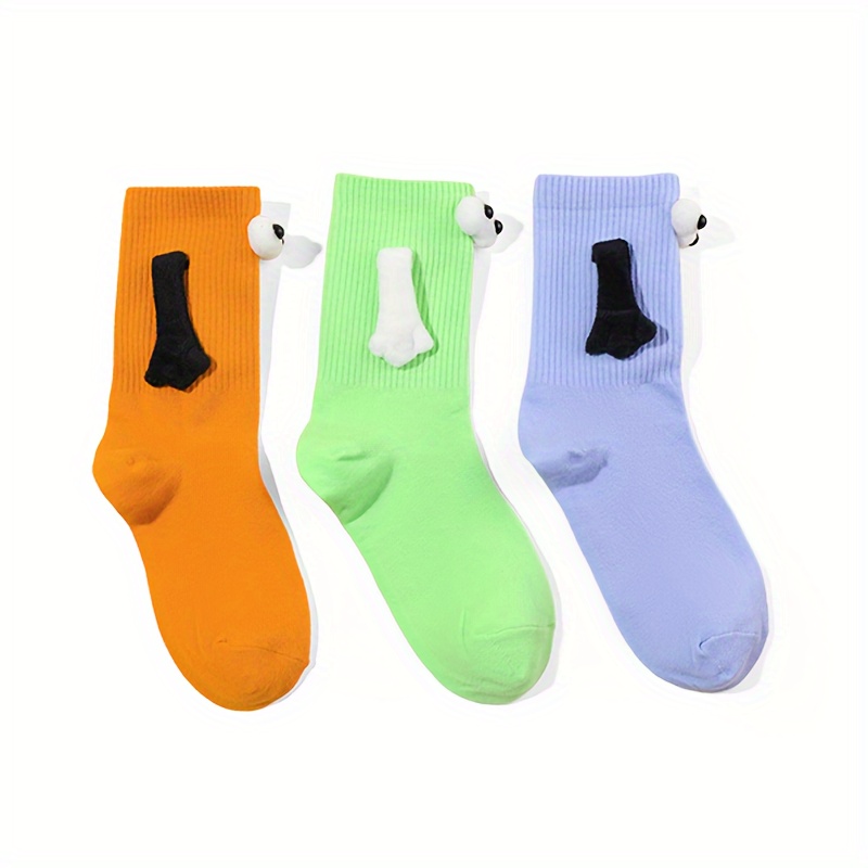 

3 Pairs Of Fun And Cute Holding Hands Socks, Comfortable And Breathable Couple Or Best Friend Socks, A Lovely Gift.
