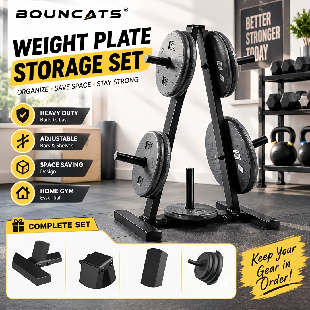 Temu – TEMU Weight Plate Rack/tree/stand, 1″ Home Gym Storage, 300lbs Capacity.adjustable Bars/shelves For Dumbbells, Kettlebells, Barbells, Weight