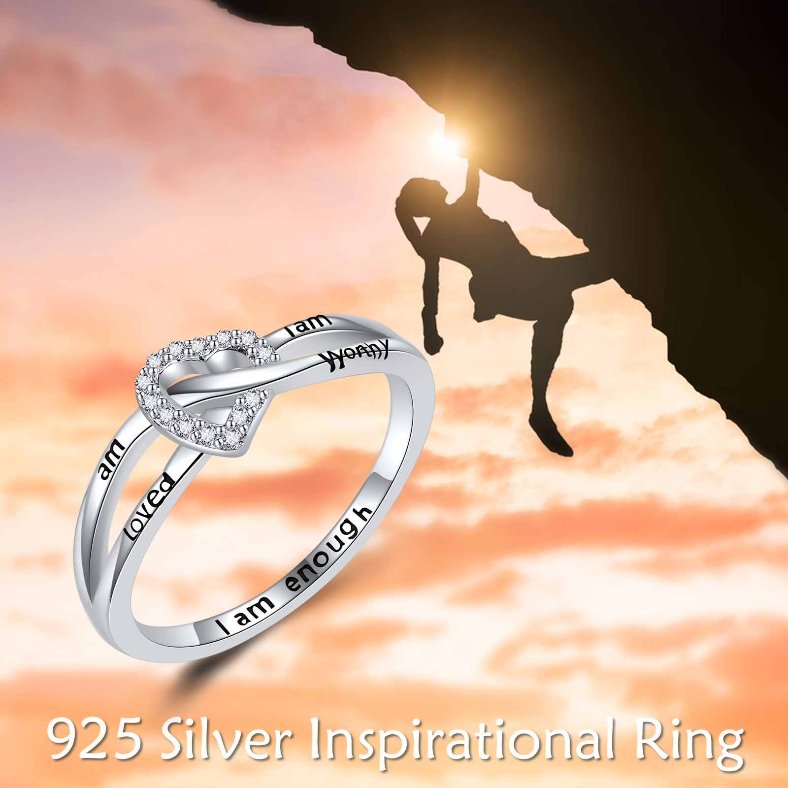 elegant simple 925 sterling silver inspirational ring enough Temu