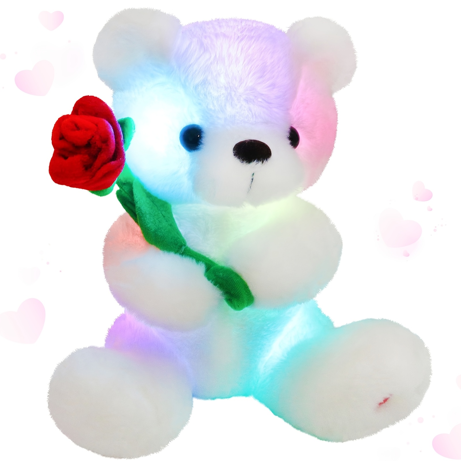 

Glowing Rose Bear Plush Toy (without Battery), Cute Soft Stuffed Animal With Lights, Birthday Party Gifts Toy For Lover, Christmas Valentine's Day Decor, Children's Playing Companion Playing Doll