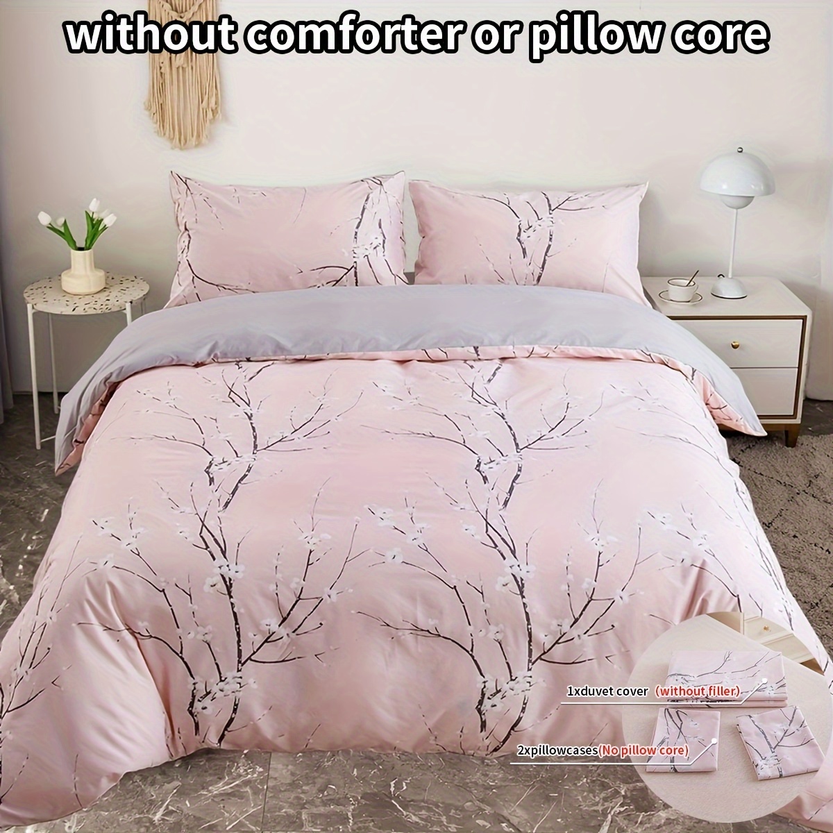 

3pcs Duvet Cover Set (1*duvet Cover + 2*pillowcases, Without Core), Flower Print Bedding Set, Soft Comfortable Duvet Cover, For Bedroom, Guest Room