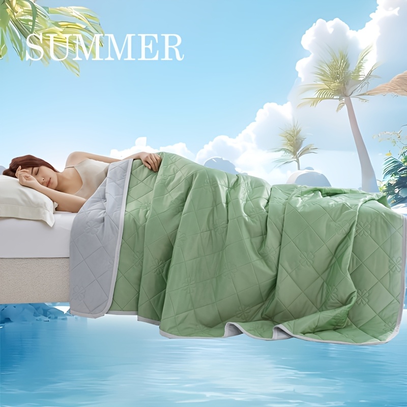 TEMU 1pc Large Summer Blanket For Hot Sleepers, Double-sided Design Lightweight Blanket, Summer Sleeping Bed Lightweight Soft Blanket, Summer Thin