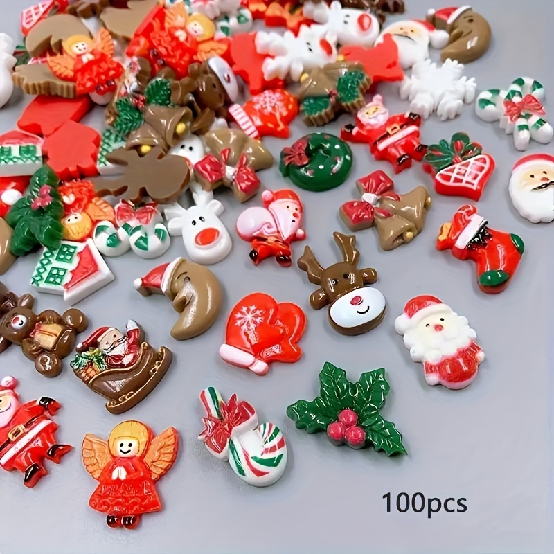 

Pcs Christmas Assorted Craft Resin Ornaments Miniature Ornaments Santa Snowman Resin Decoration For Craft Making, Ornament Scrapbooking Diy Crafts