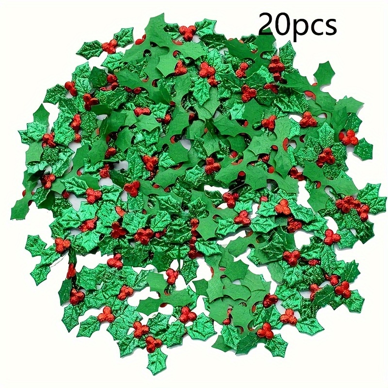 20pcs Festive Christmas Leaf Decorations - Polyester Diy Craft Accessories For & Party Decor, Best For Christmas