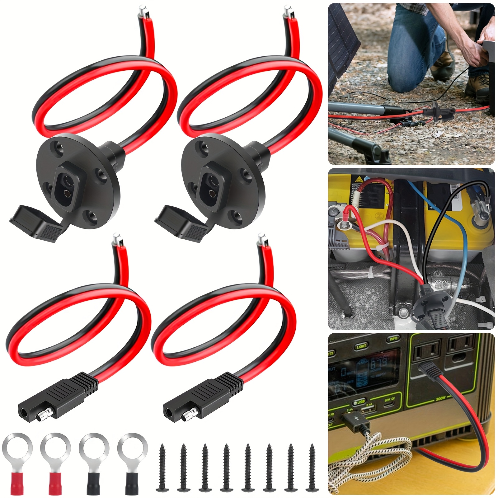 SAE Connector Battery Charging Lead – 60cm, 5x 10A Fuse – For Car & Motorcycle – GTIWUNG T276