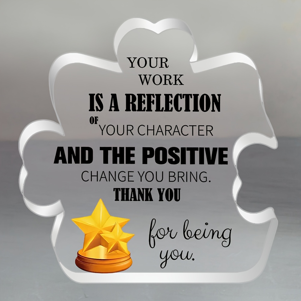 TEMU 2d Flat, 1pc Office Transparent Acrylic Puzzle Appreciation Gift With Inspirational Quote - Contemporary Desk Decor For Colleagues, Teachers, -