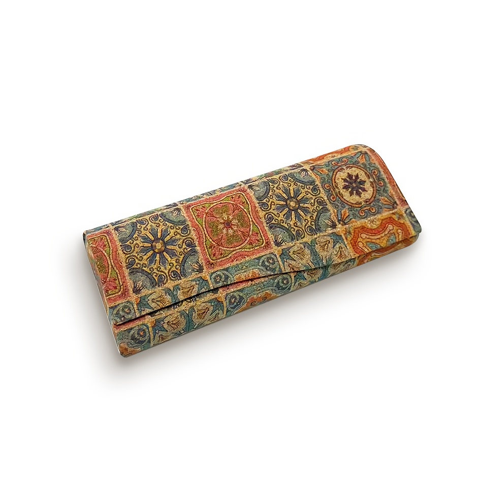 Vintage Bohemian Magnetic Eyeglass Case, Portable Artificial Leather Glasses Holder, Protective Accessory With Box, Boho , Makeup Organizers
