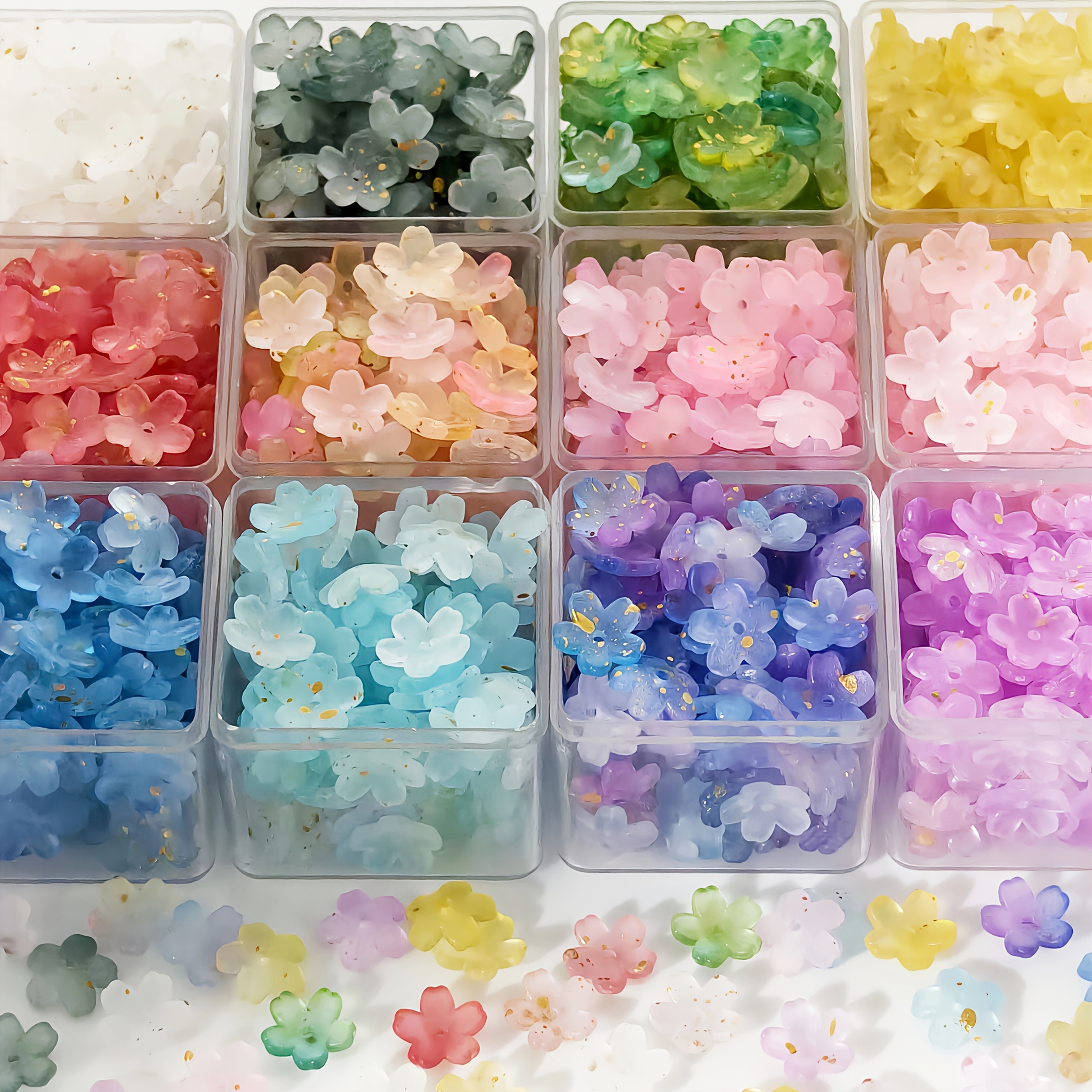 TEMU 108 piezas de cuentas sueltas estereoscópicas de agujero de 12 mm colores, diseño de flor de melocotón, pulseras de moda para mujer, adornos