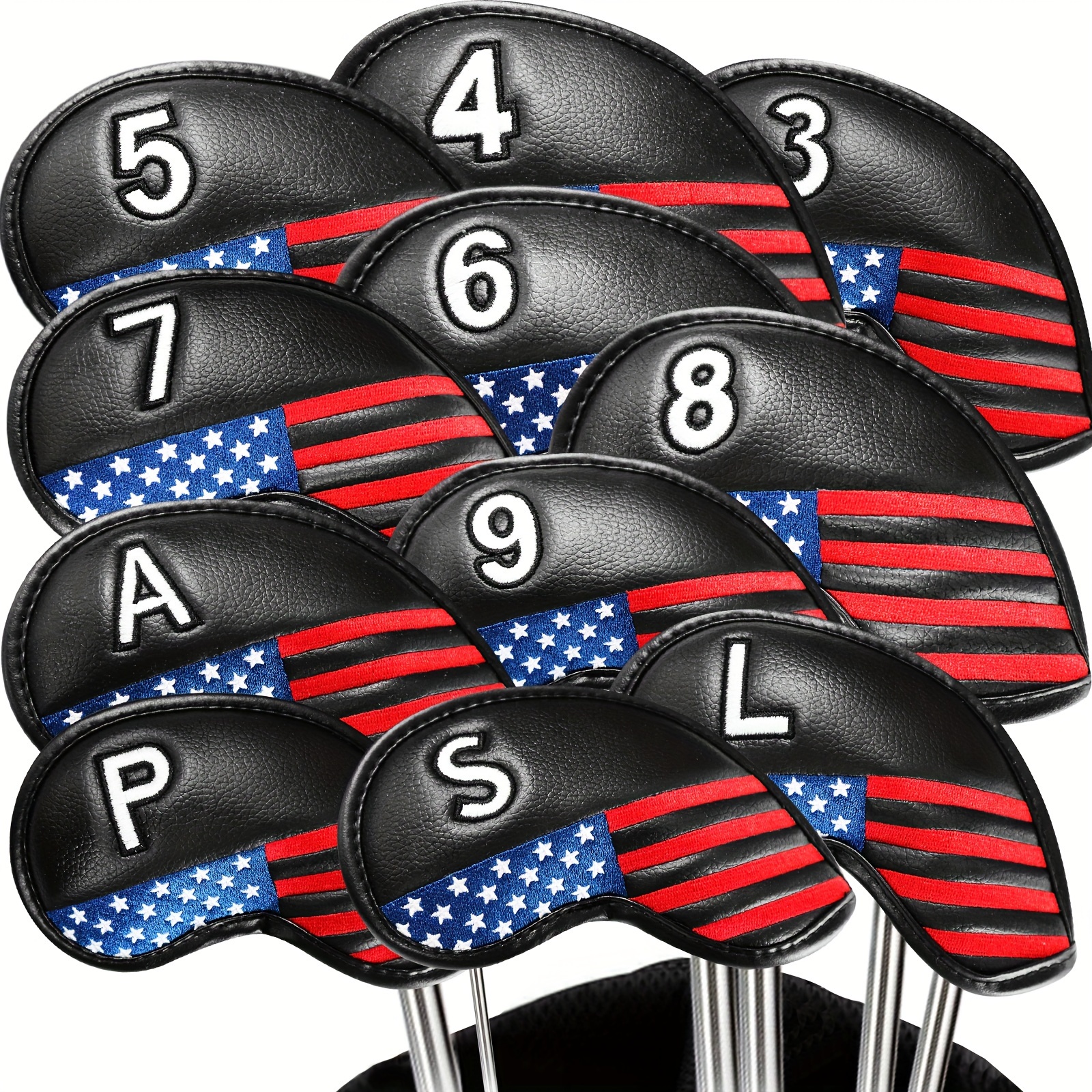 

Golf Iron Head Covers Value 8/11/12 Piece Set, Synthetic Leather Deluxe Club Headcover, Universal Fit Main Iron Clubs