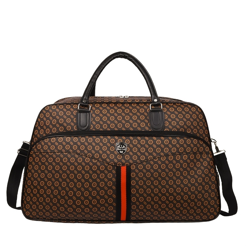 TEMU Large Capacity Sunflower Pattern Pu Travel Duffel Bag For Women And Men, Multi-pocket Weekender Bag With Top Handles And Adjustable Shoulder