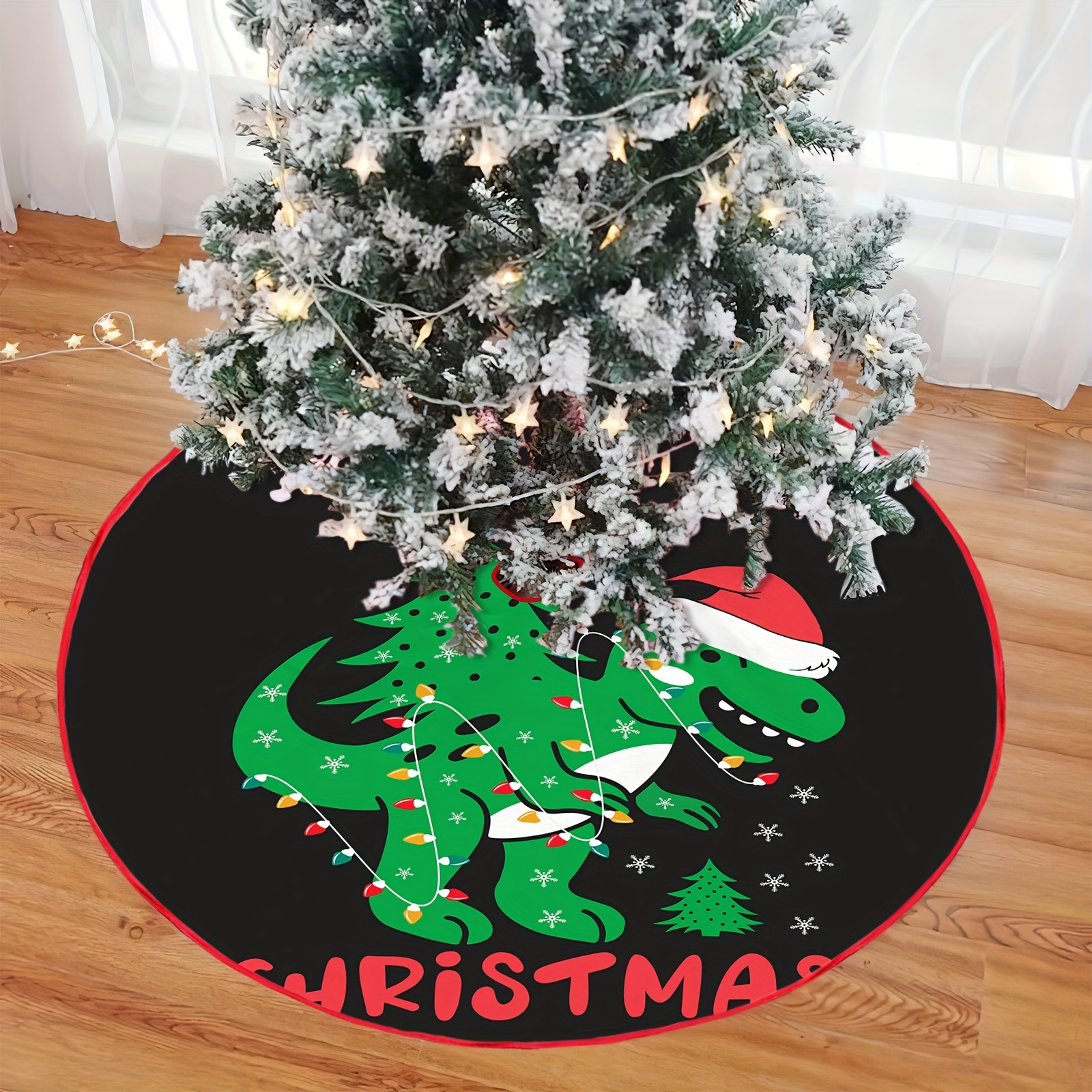 

1pc Festive Christmas Tree Skirt - Polyester, Perfect For Home & Outdoor Holiday Decorations