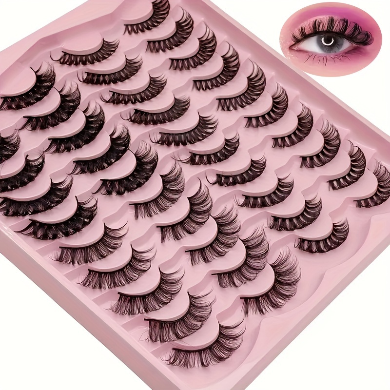 

20 Pairs Of Cat Eye Fluffy False Eyelashes Black False Eyelashes Exaggerated Eyelashes, Fluffy And Eye Makeup