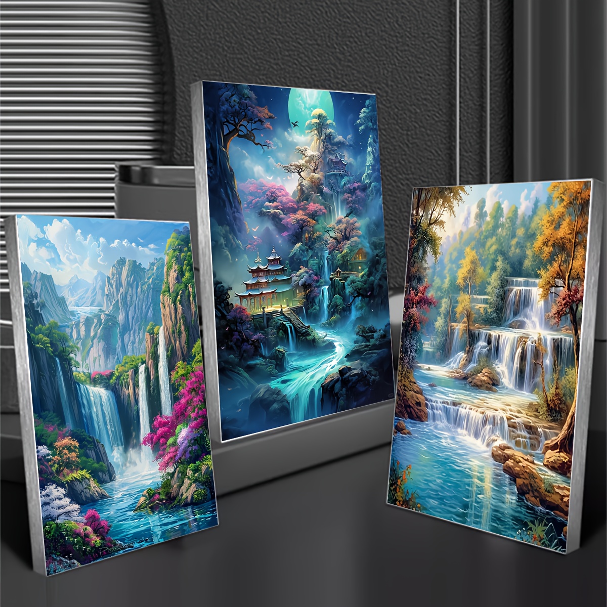 Image of 3pcs Diamond Painting Rhinestone Landscape Home Decoration Mosaic Making 30*40cm/15.75*11.81in