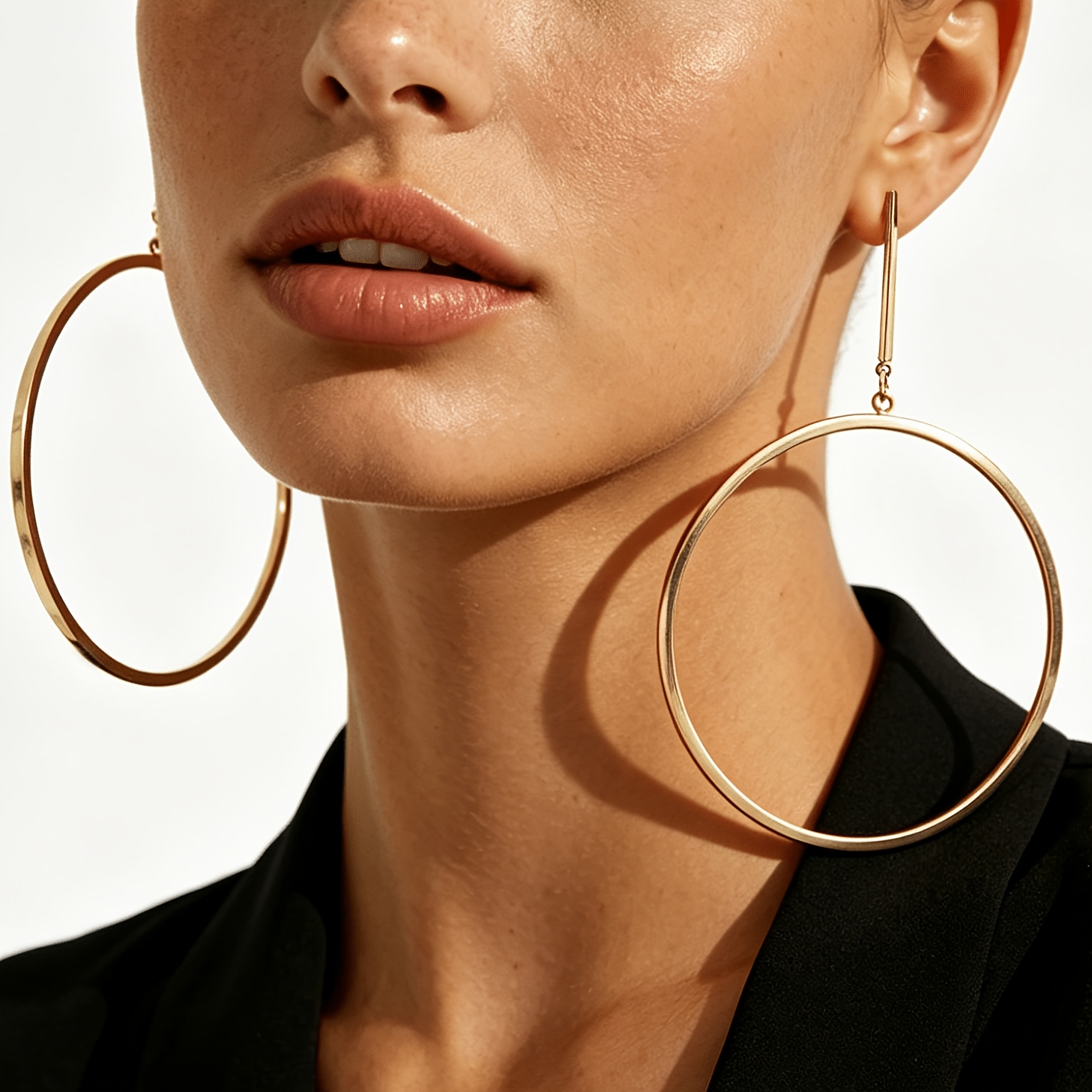 TEMU A Pair Of Women's Fashion Earrings Featuring A Metal Bar With A Circular Hoop In A . Elegant And Minimalist, Perfect For Daily Commutes And