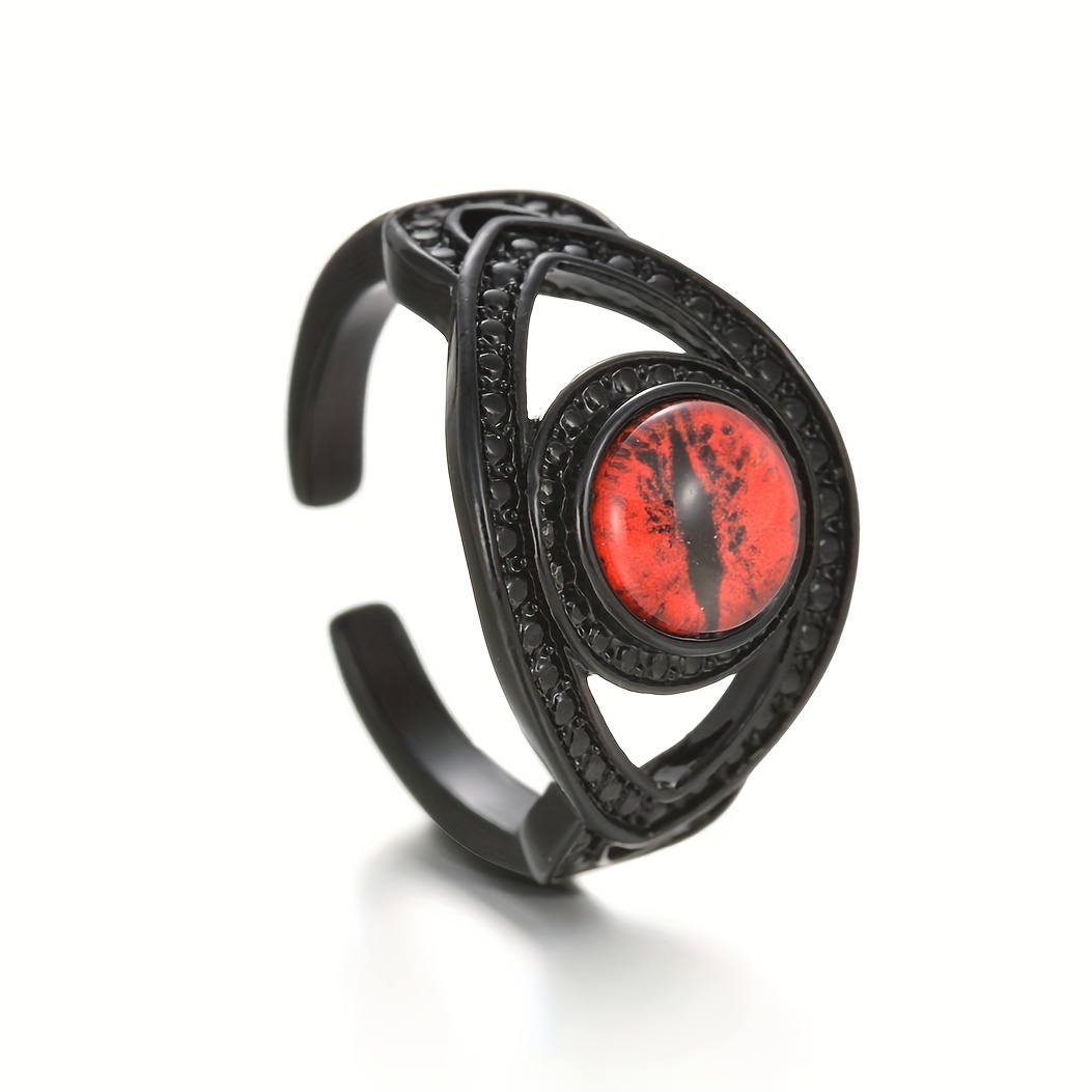 TEMU Anillo Ajustable Deslumbrante - Estilo Vintage, Incrustaciones de Vidrio, Aleación - para Fiestas y Casual