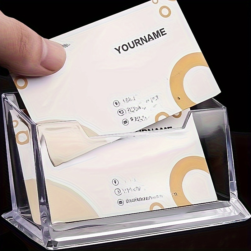TEMU 1pc Storage Box - Thickened Base, Used For Storing Business Cards Cards Notes, Acrylic Desktop Card Stand, Storage Tool For Home And Office,