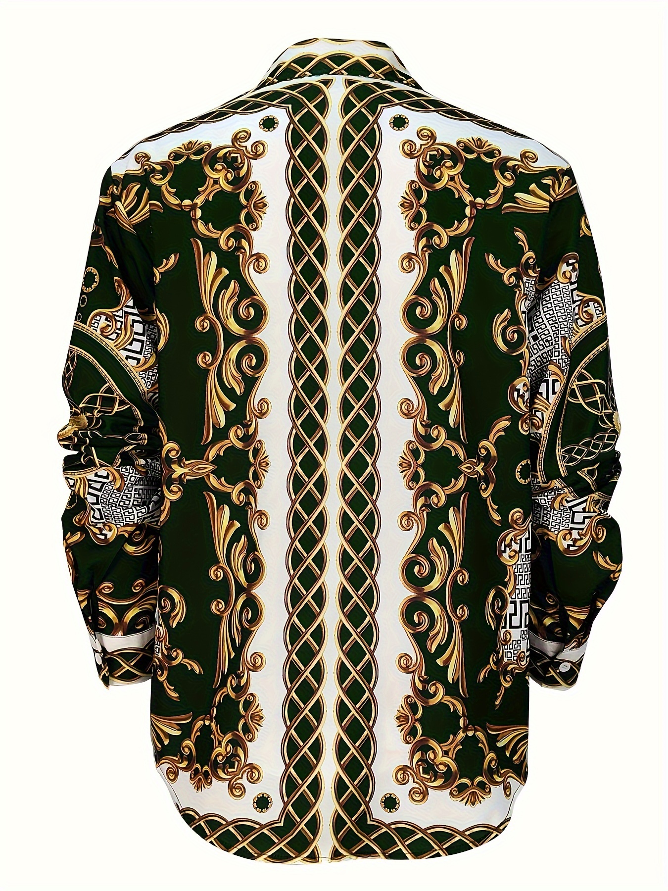 camisa casual larga hombre estampado cadena dorada Temu Peru