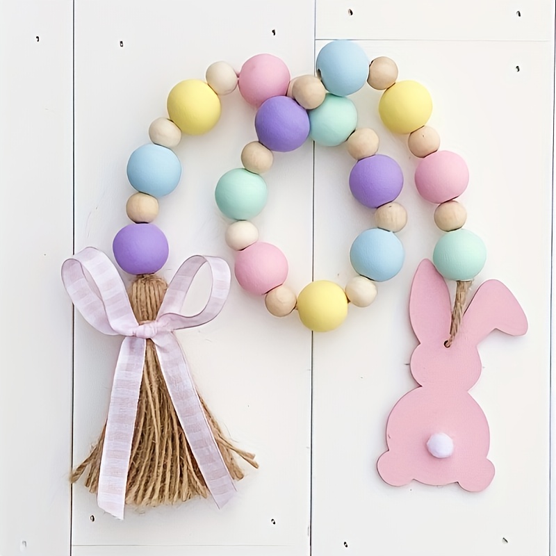 

Easter Bunny Tassel Wooden Bead Decorative Wreath, Layered Tray Decor, Ornaments To The Of Your Home!