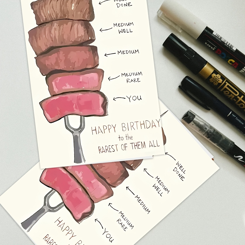funny bbq themed birthday card meat cuts rare medium well - Temu Bahrain