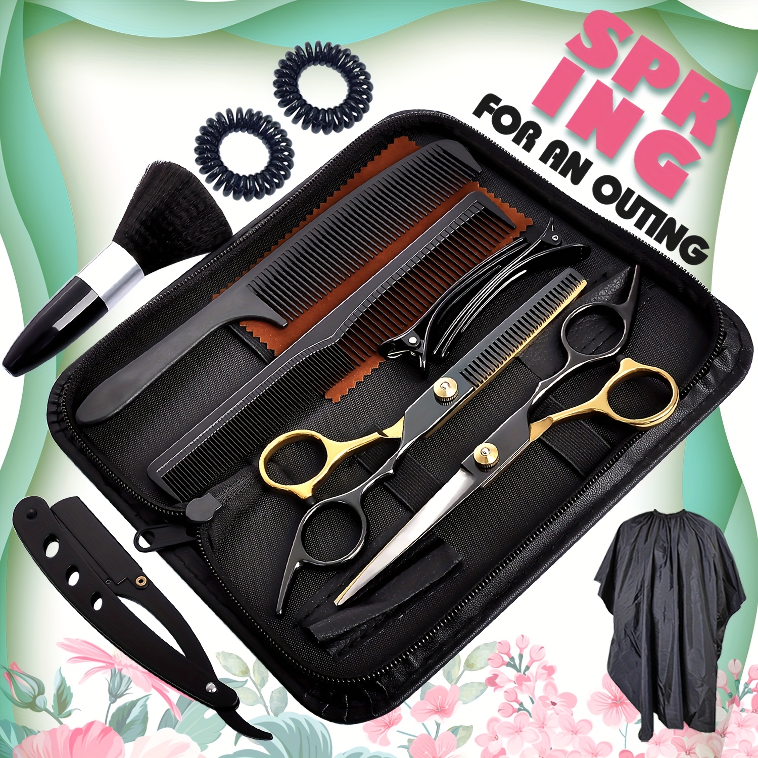 14pcs professional hair cutting scissors kit shears for men and women with thinning blending and cutting functions complete for barbers and stylists details 0