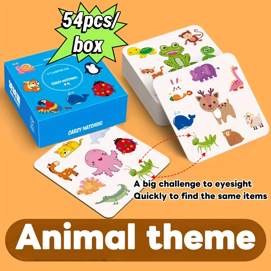 54pcs/box Crazy Matching Flash Cards - Any 2 Cards Have Pattern - To See Who Can Faster - Out Loud - Game - Improve Concentration