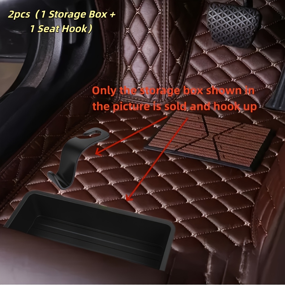 TEMU 2pcs (1pc Car Seat Abs Storage Box And 1pc Seat Multi-functional Hook), Suitable For Most Models, Front And Rear Seat Space Finishing, Hidden