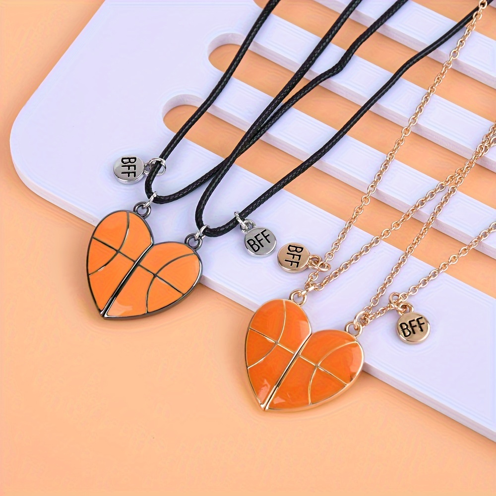 2pcs set chic heart basketball pendant necklaces bff Temu Australia