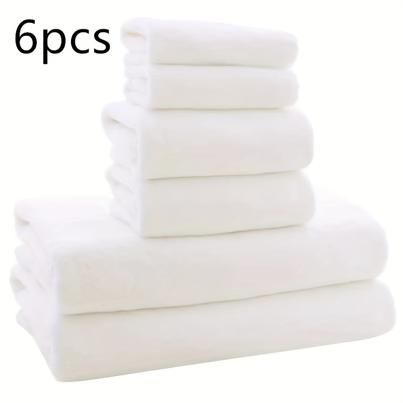 

6-piece Microfiber Towel Set - 2 Washcloths, 2 Hand Towels, 2 Bath Towels - Woven, Quick-dry, Super Soft, Thickened, Absorbent 200 Gsm For Home Bathroom Essentials