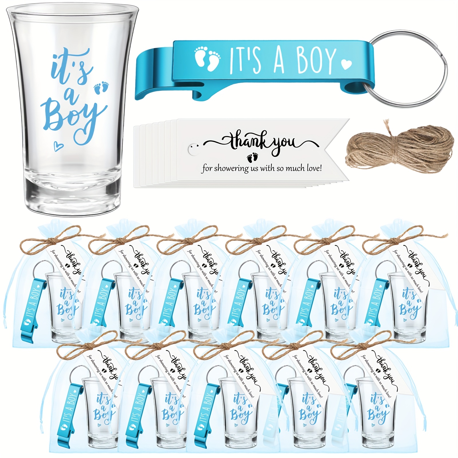 TEMU Halloween Christmasparty Favor Packs 25 Sets Shower Party Favor Mini Cups Cute Bottle Opener Keychains Thank You Tags And Bags Shower Favors