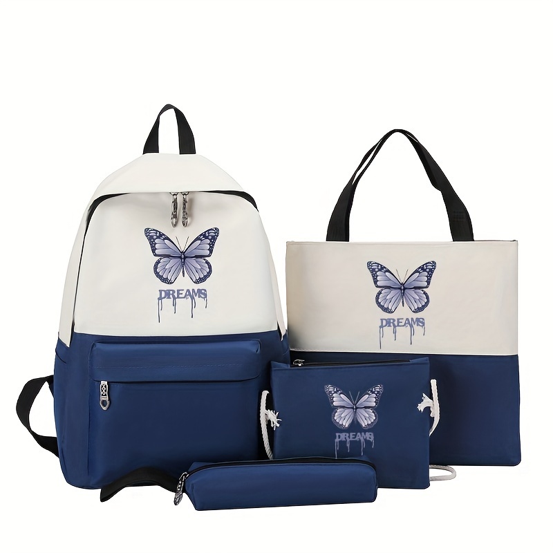 

Butterfly Set Backpack Combo Tote Bag, Stylish Versatile Design For School & Travel