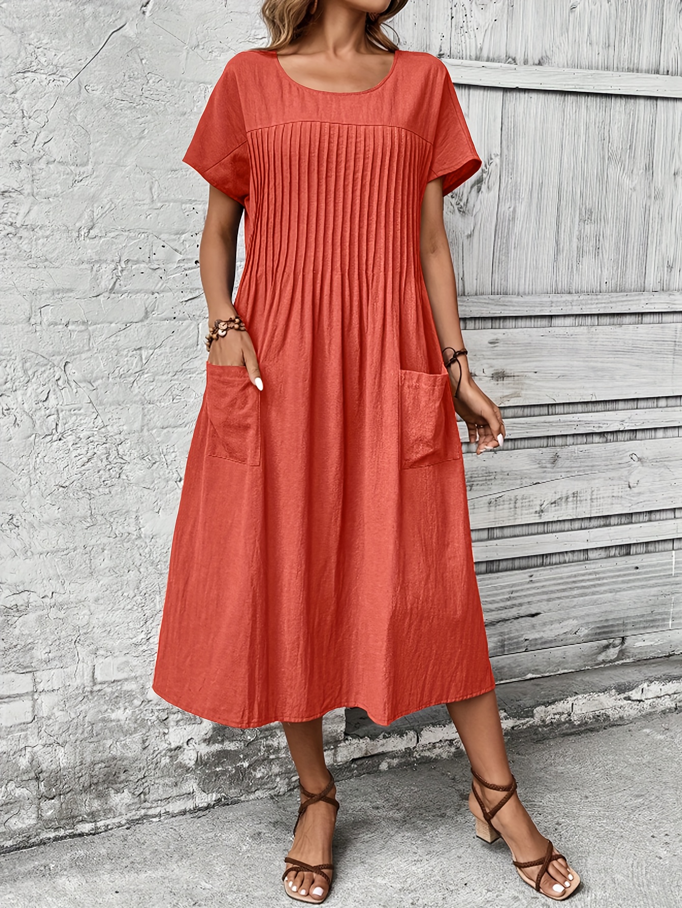 knee length dresses for ladies Pocket Dress