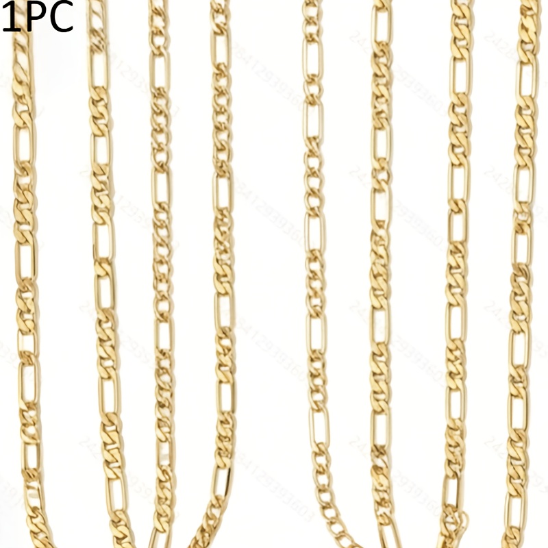 TEMU 1pc 18k Gold-plated Chain Necklace, Unisex, 316l Stainless Steel Waterproof And Fade-resistant Necklace, Simple Vintage Stackable Jewelry, For