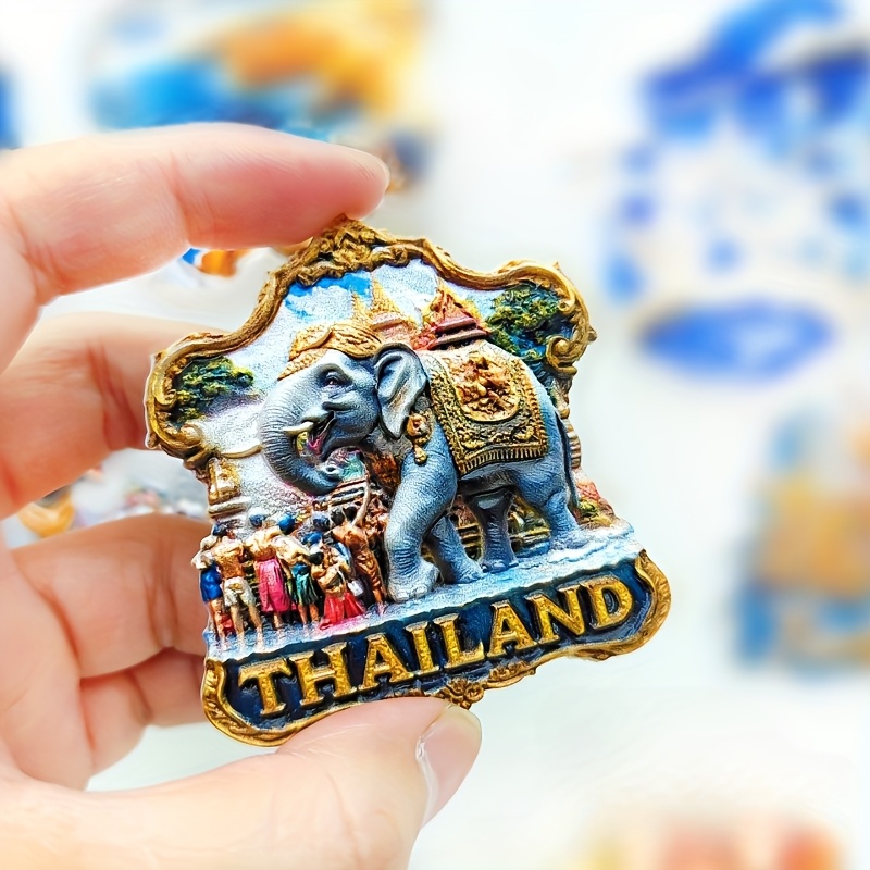 Image of 1pc Of Thai Festival Elephant Fridge Magnet, 3d Travel Souvenir, A Cute Decorative Item For Cultural In Home Decor
