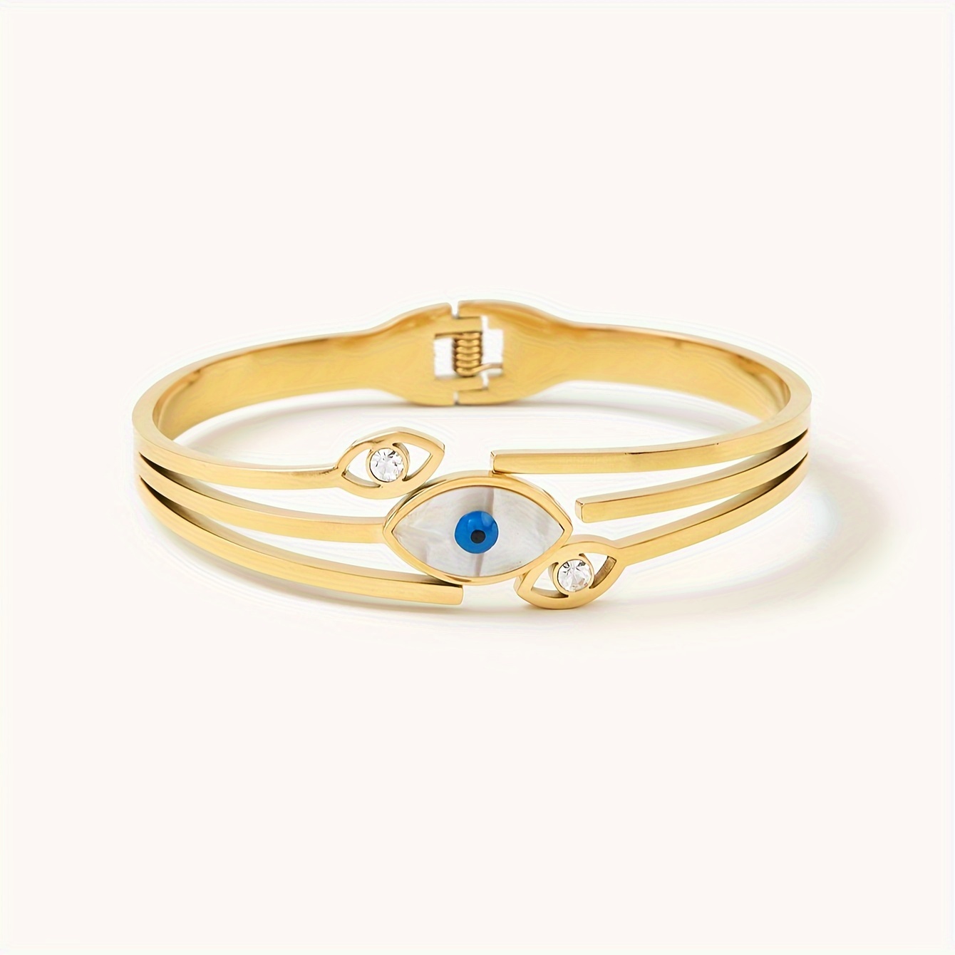 Bracelet Jonc Doré Pour Femme - Acier Inoxydable Incrusté De Zircon - Neuf Sans Emballage