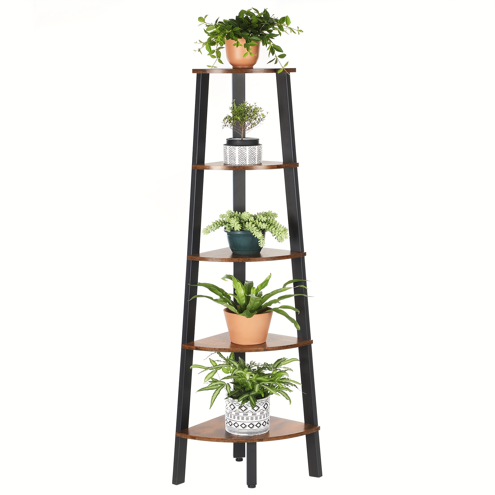 

Vasagle Industrial Bookcase, 5-tier Corner Shelf, Plant Stand Wood Look Accent Furniture With Metal Frame For Home And Office 12.8 X 13.4 X 62.6 Inches, Rustic Brown