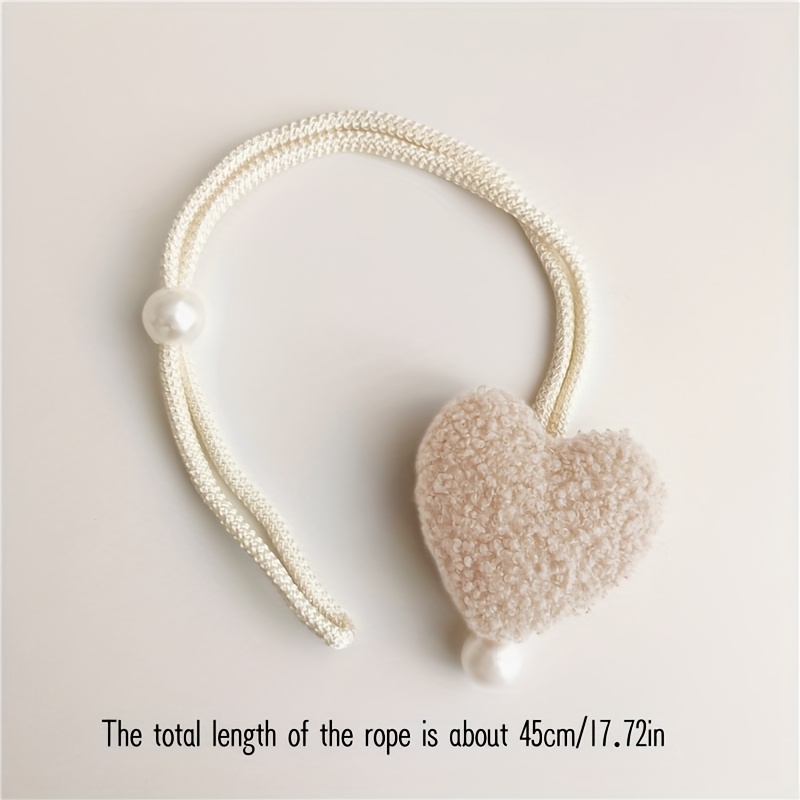 Three-Dimensional Plush Heart Pearl Curtain Tieback