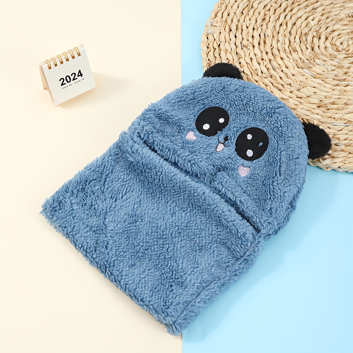 Cozy *' Bear Ear Hat Scarf Set Fleece, Animal-Themed Fall/Winter,  Christmas Ready, Hand Washable Cute Panda, Gu