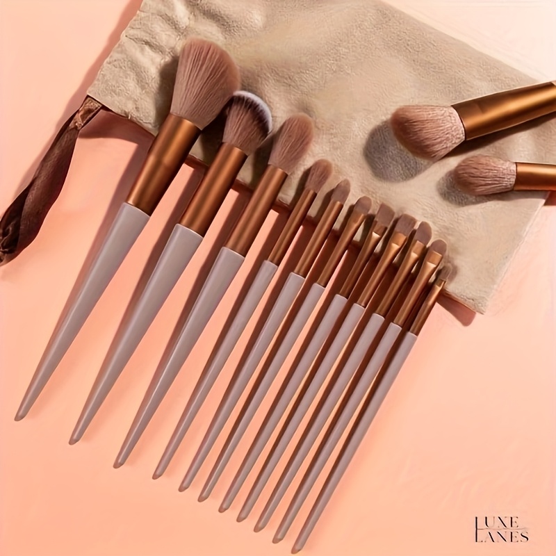 TEMU Makeup Brushes Make Up Brush Set 13pcs Professional Face Eyeliner For Foundation Blush Concealer Eyeshadow Makeup Brush Kits For Travel And , Day Gift