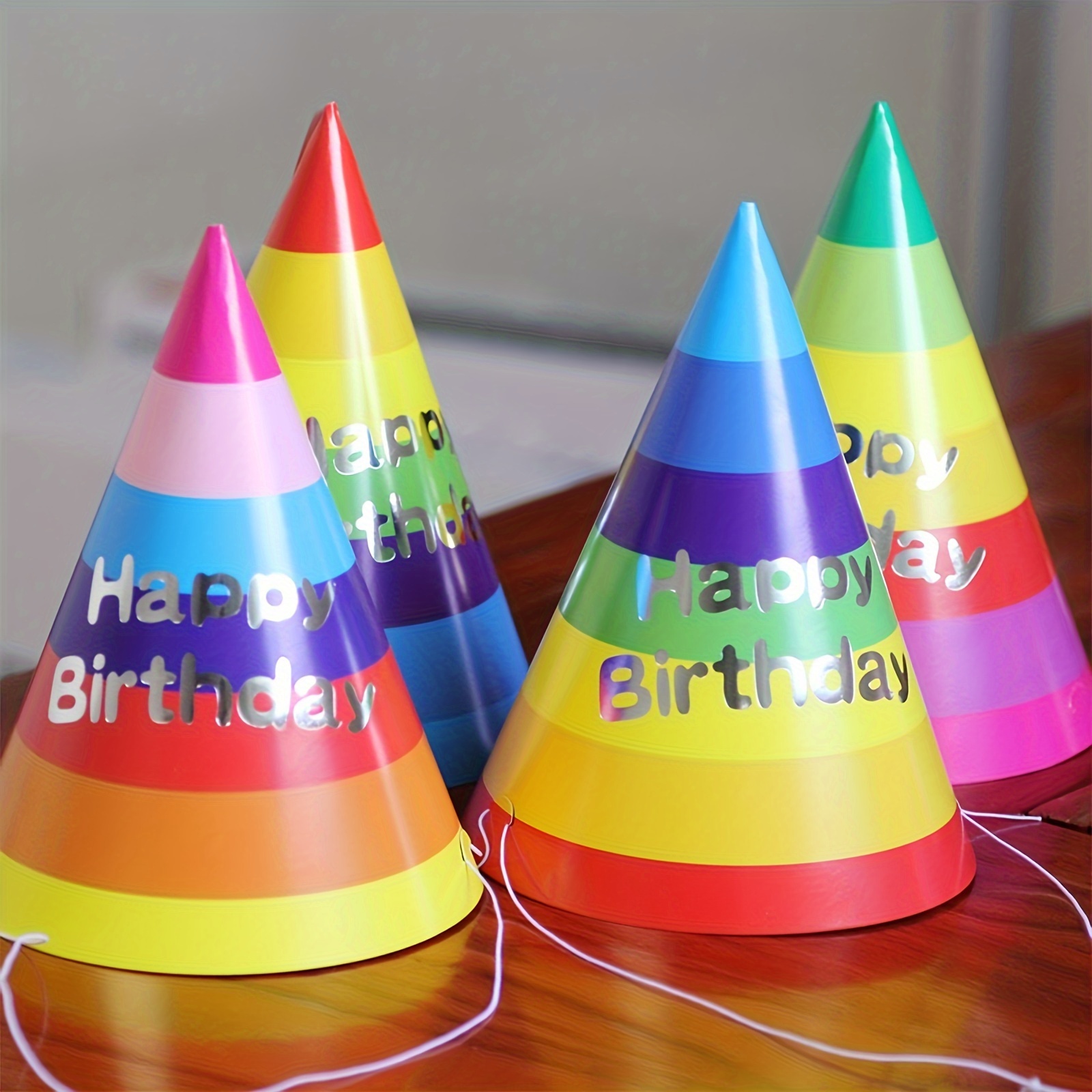 

10 Birthday Hats - Party Decorations For Birthday Celebrations - Paper, No Feathers, Disposable