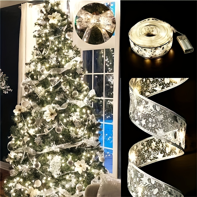 

Led Christmas Tree Ribbon Lights - Double-layered Satin, Battery-powered (batteries Not Included)