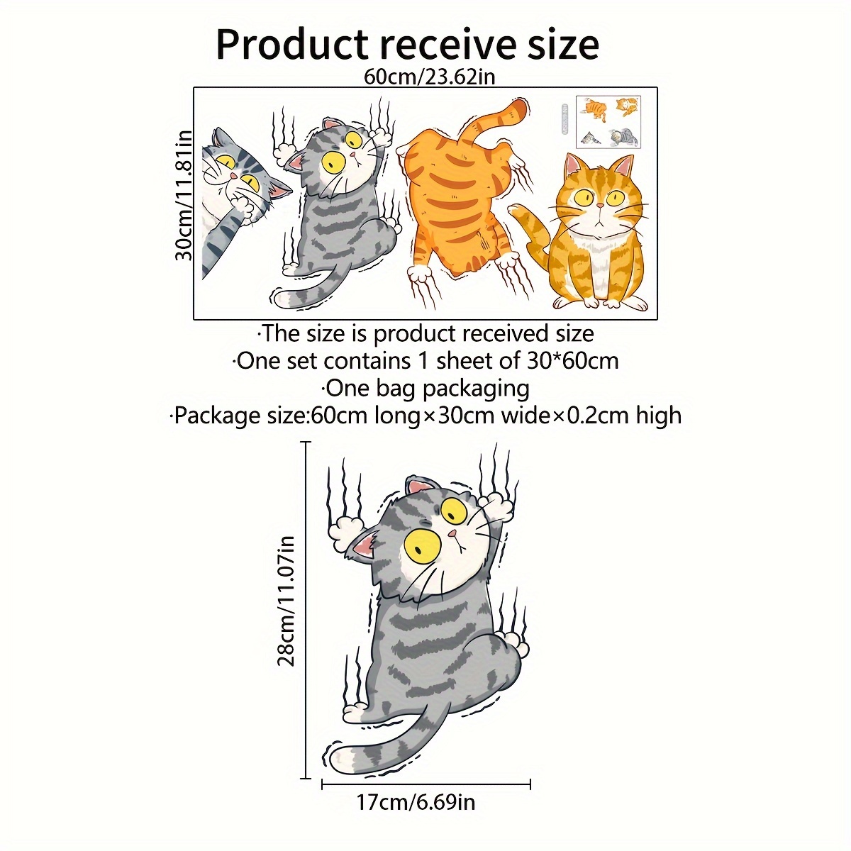 Image of A Naughty Kitten Cat Sticker Living Room Bedroom Refrigerator Air Conditioner Decoration Self-adhesive Wall Sticker (ms8539-nh)