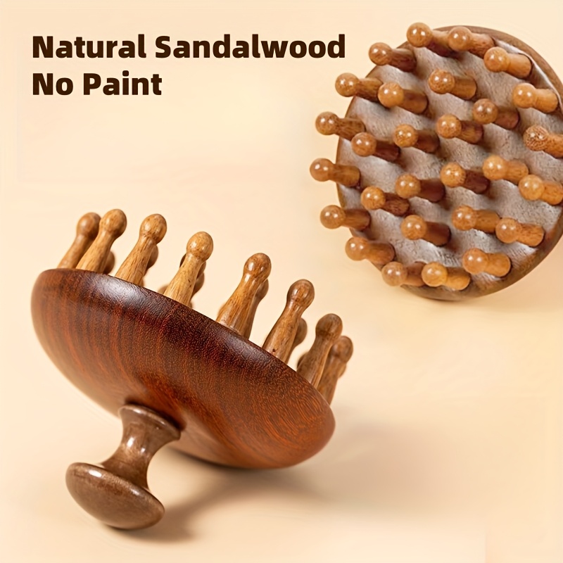 2pcs natural sandalwood multifunctional massage   tooth sandalwood round disc handheld scalp meridian massage tool nasal relaxation massager   facial device promotes head circulation for sleep aid suitable for acupressure and gua sha on   body parts including head face neck abdomen limbs etc holiday gift for parents