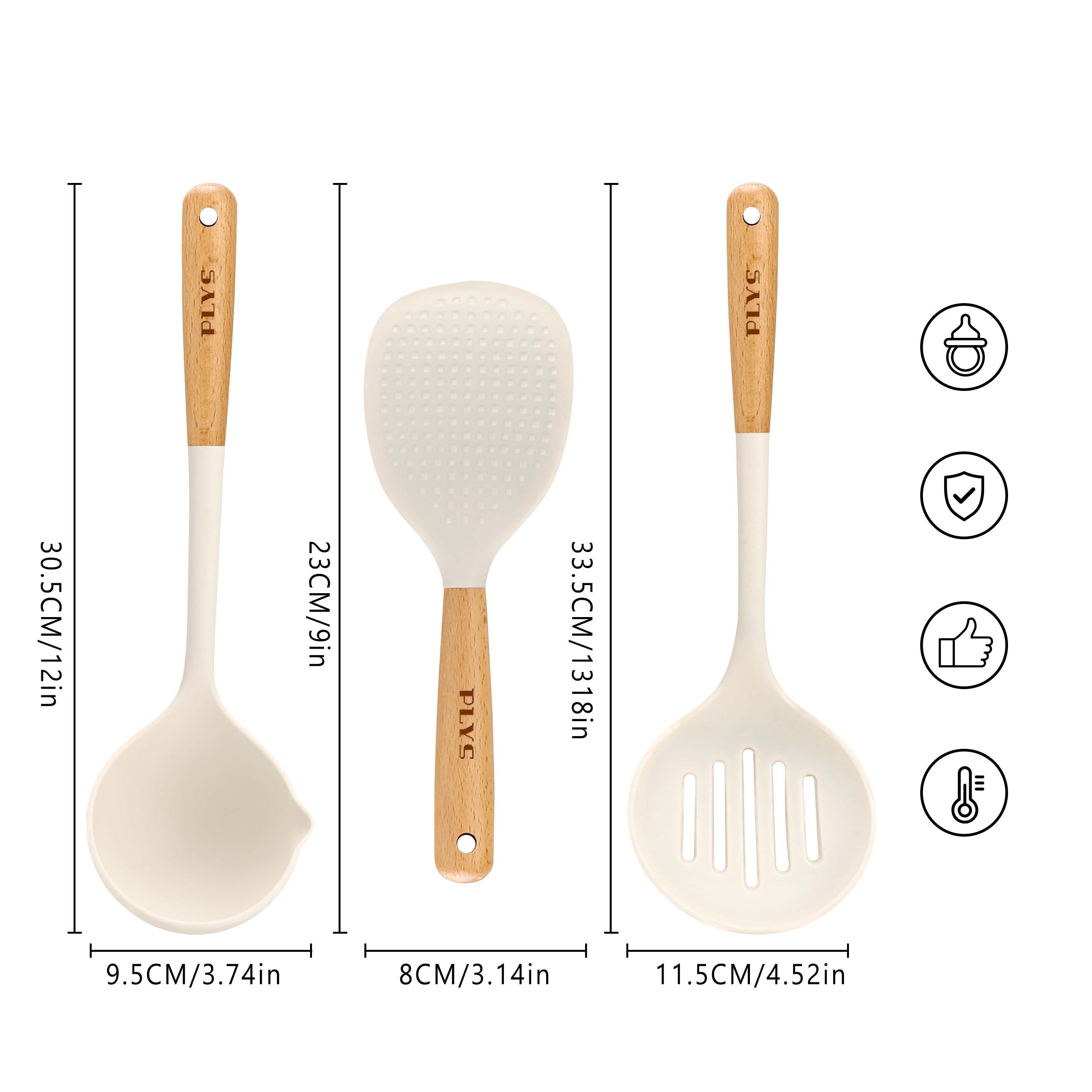 1/2/3/4/5/6/7 Pezzi Utensili Cucina In Silicone Manico Legno - Temu Italy