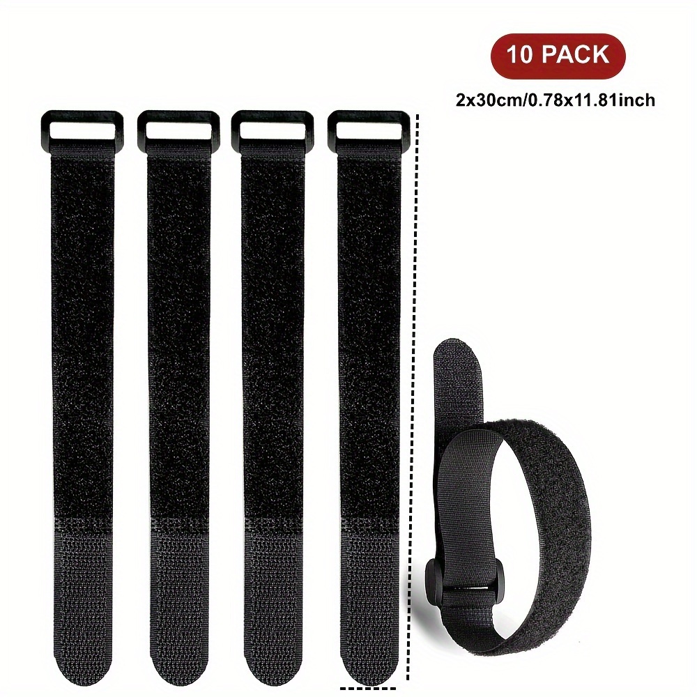 Image of 10pack 1x12inch/1x15.75inch Widened And Lengthened Hook And Loop Fastening Cable Strap - Reusable Nylon Extend Securing Strap - Adjustable Cinch Strap With